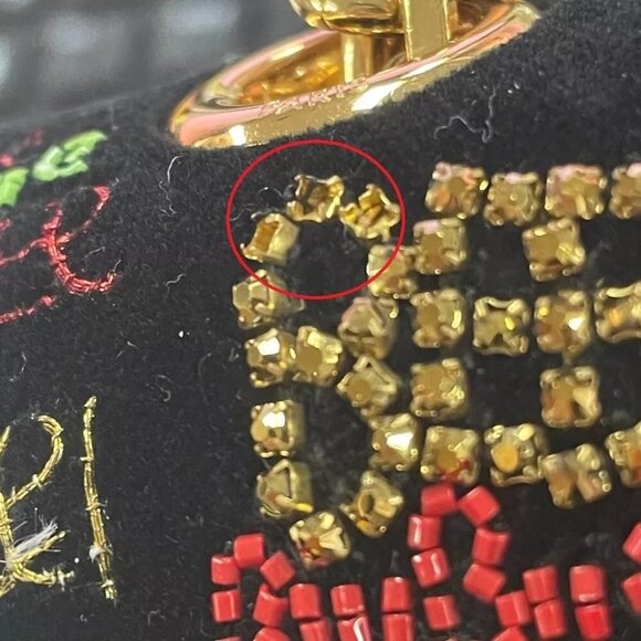 CELINE Small C Multi Beaded Chain Shoulder Bag suede Black x Multicolore - Picture 8 of 13